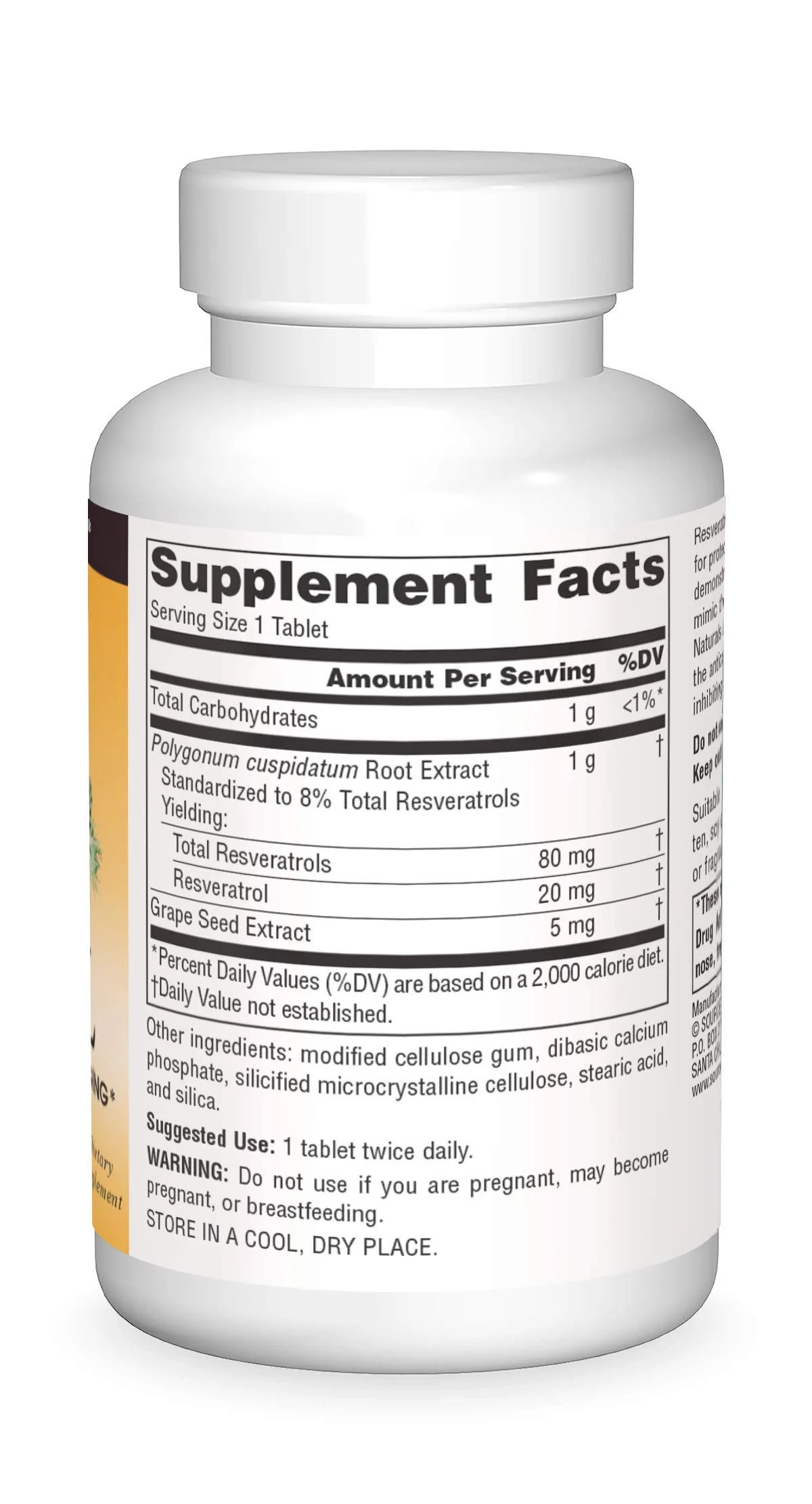 Source Naturals Resveratrol, for Heart and Healthy Aging*, 80mg - 60 Tablets - Image 4