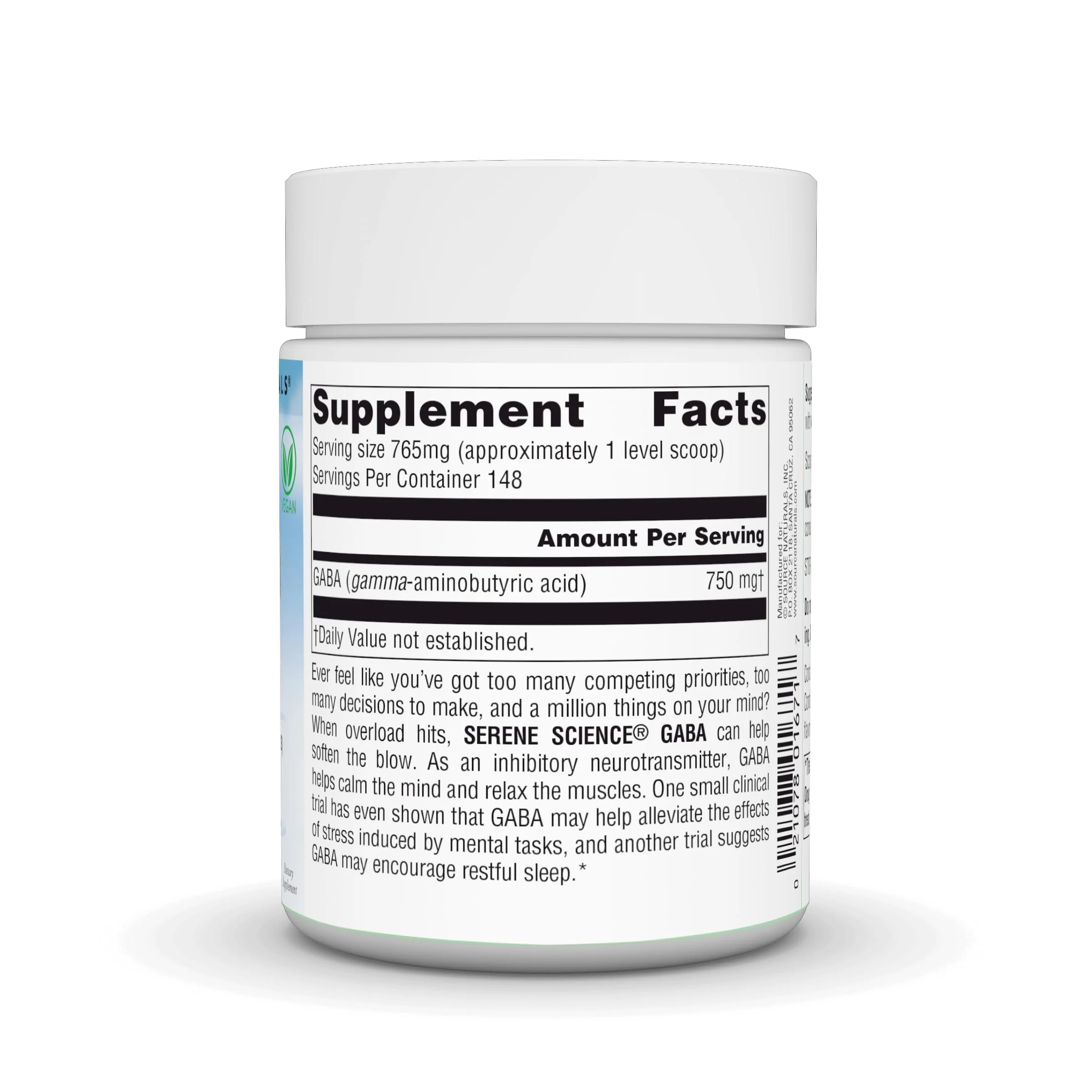 Source Naturals Serene Science GABA, Calm Mind, Vegan Powder - 4 oz Powder - Image 4