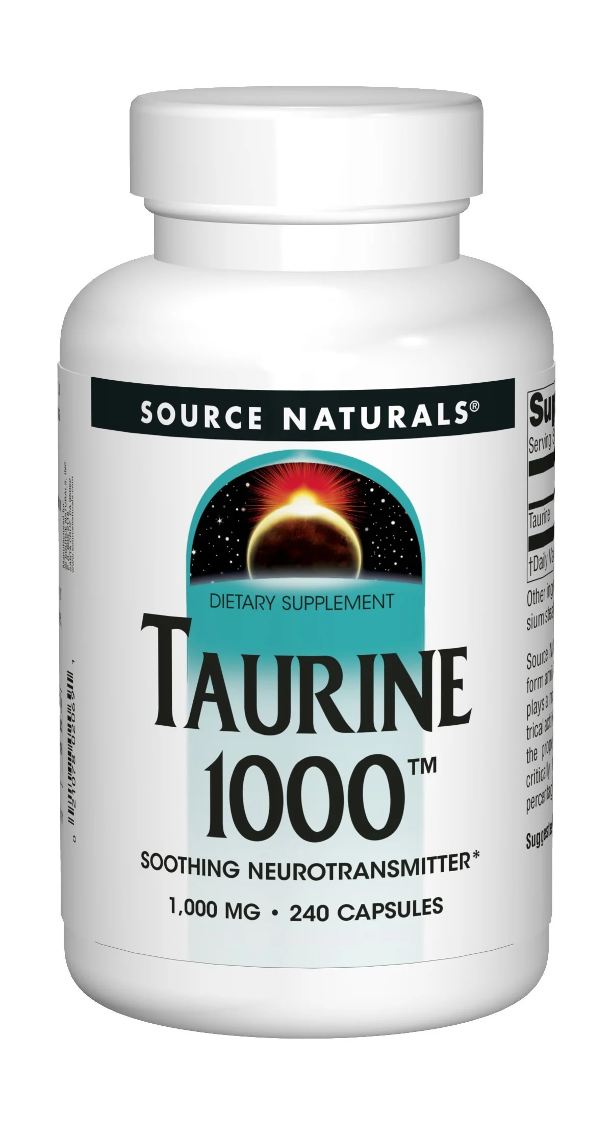 Source Naturals Taurine, Soothing Neurotransmitter*, 1000mg - 240 Capsules - Image 4