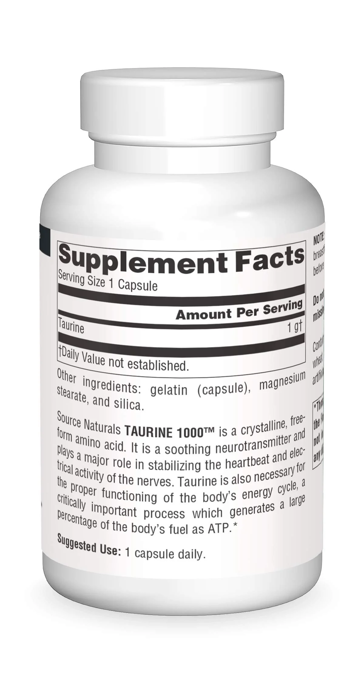 Source Naturals Taurine, Soothing Neurotransmitter*, 1000mg - 240 Capsules - Image 5
