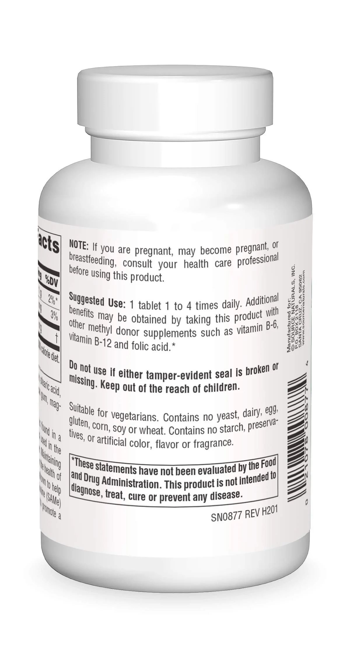 Source Naturals TMG 750mg Trimethylglycine (Anhydrous Betaine) - 120 Tablets - Image 5