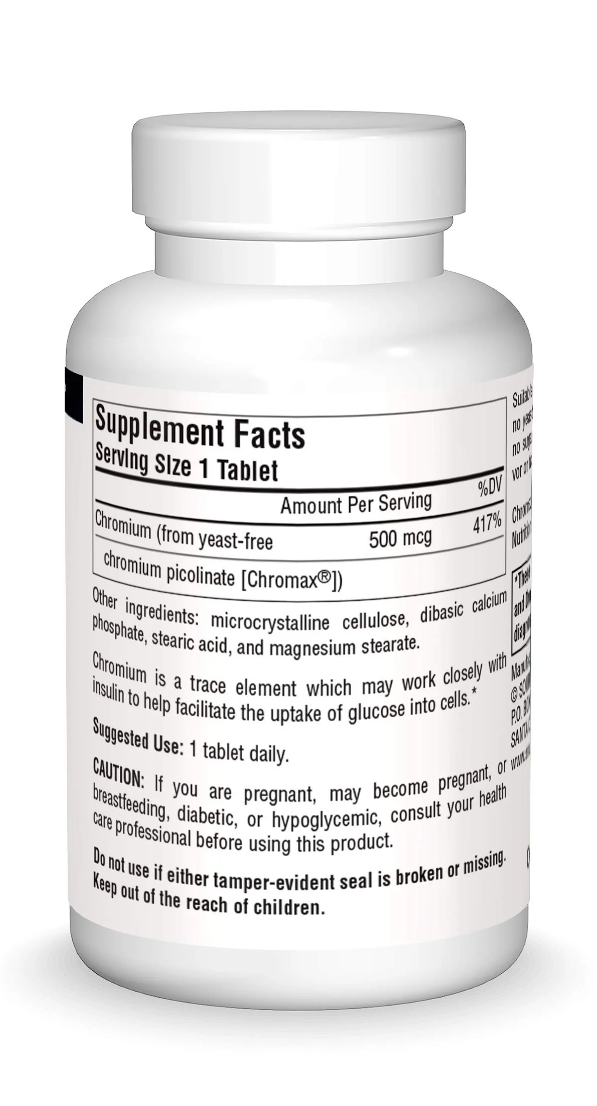 Source Naturals Ultra Chromium Picolinate 500 mcg Yeast-Free Dietary Supplement - 60 Tablets - Image 4