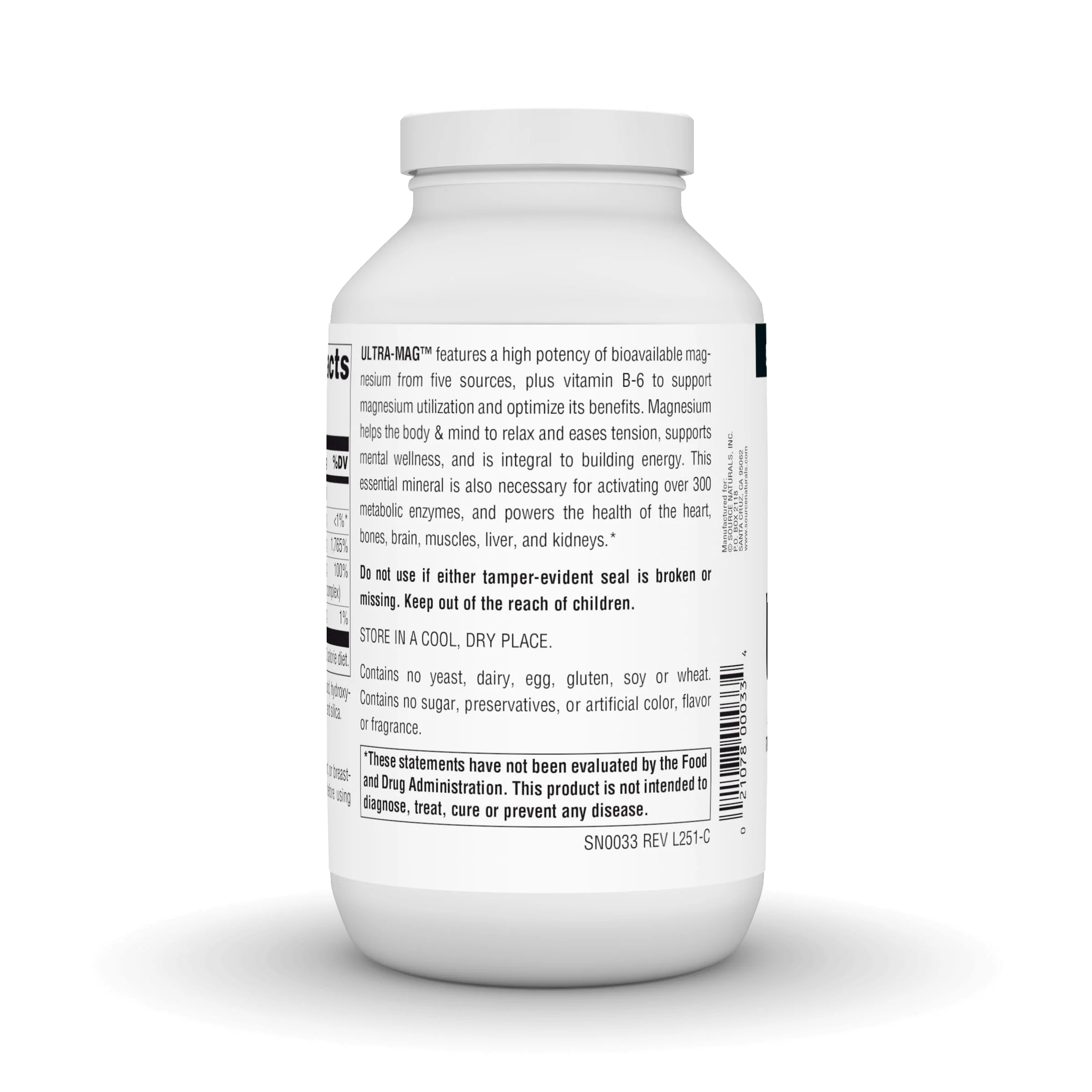 Source Naturals Ultra-Mag, 5 in 1 -Bioavailable Magnesium, Maintains Muscle & Nerve Function* - 240 Tablets - Image 4