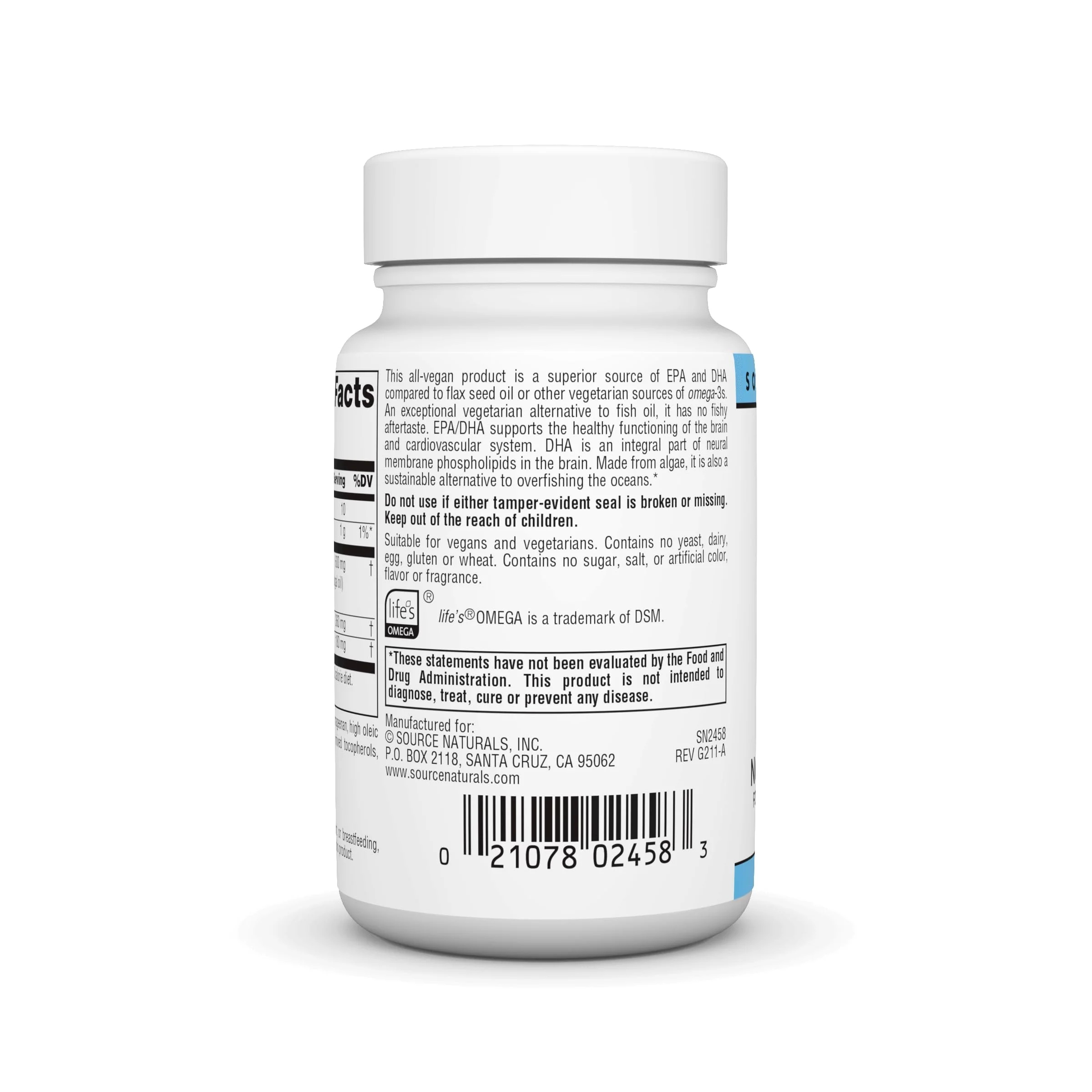 Source Naturals Vegan Omega-3s, Non-Fish EPA-DHA, for Heart and Brain Health Support* 300 mg - 30 Softgels - Image 4