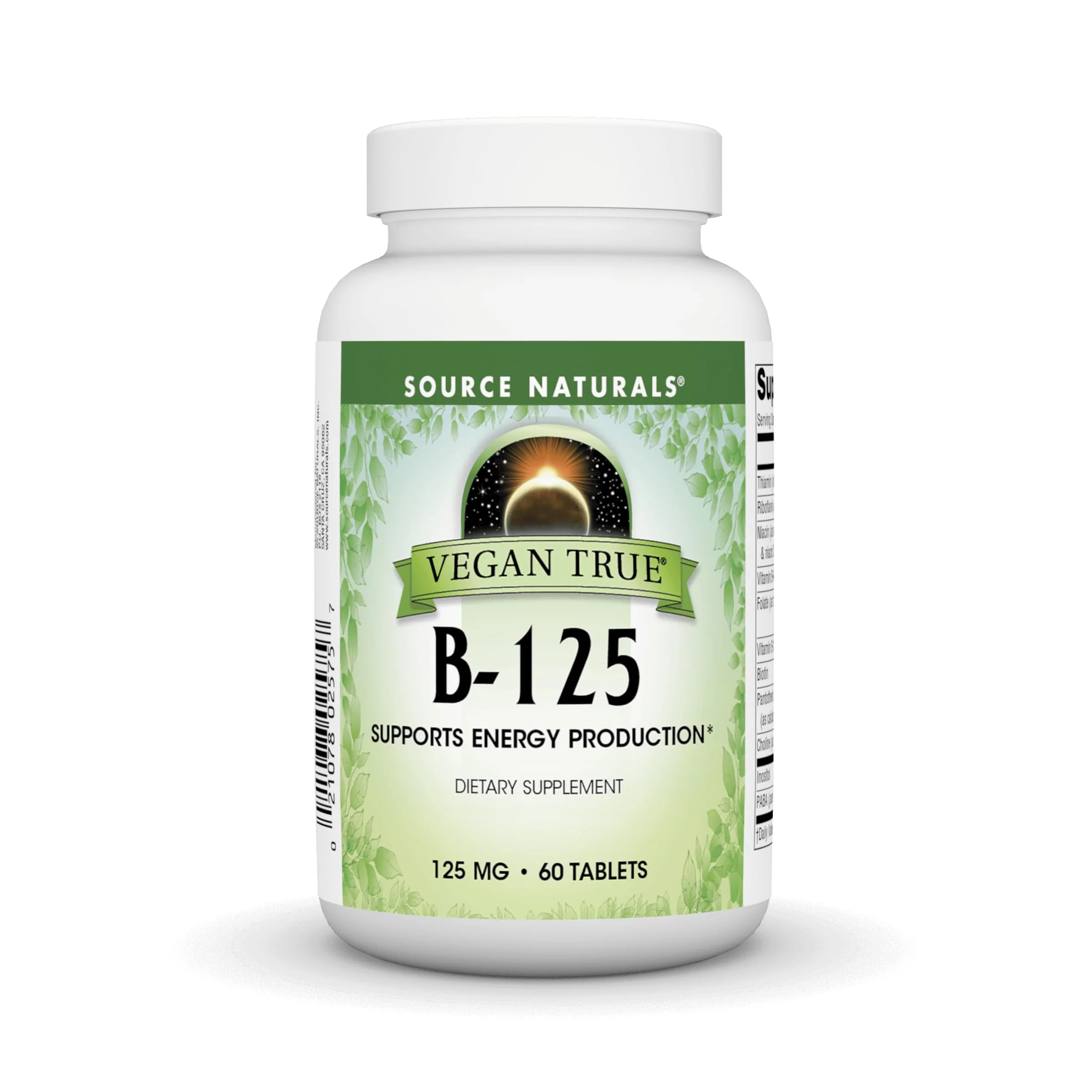 Source Naturals Vegan True B-125, Supports Energy Production*, 125 mg - 60 Tablets