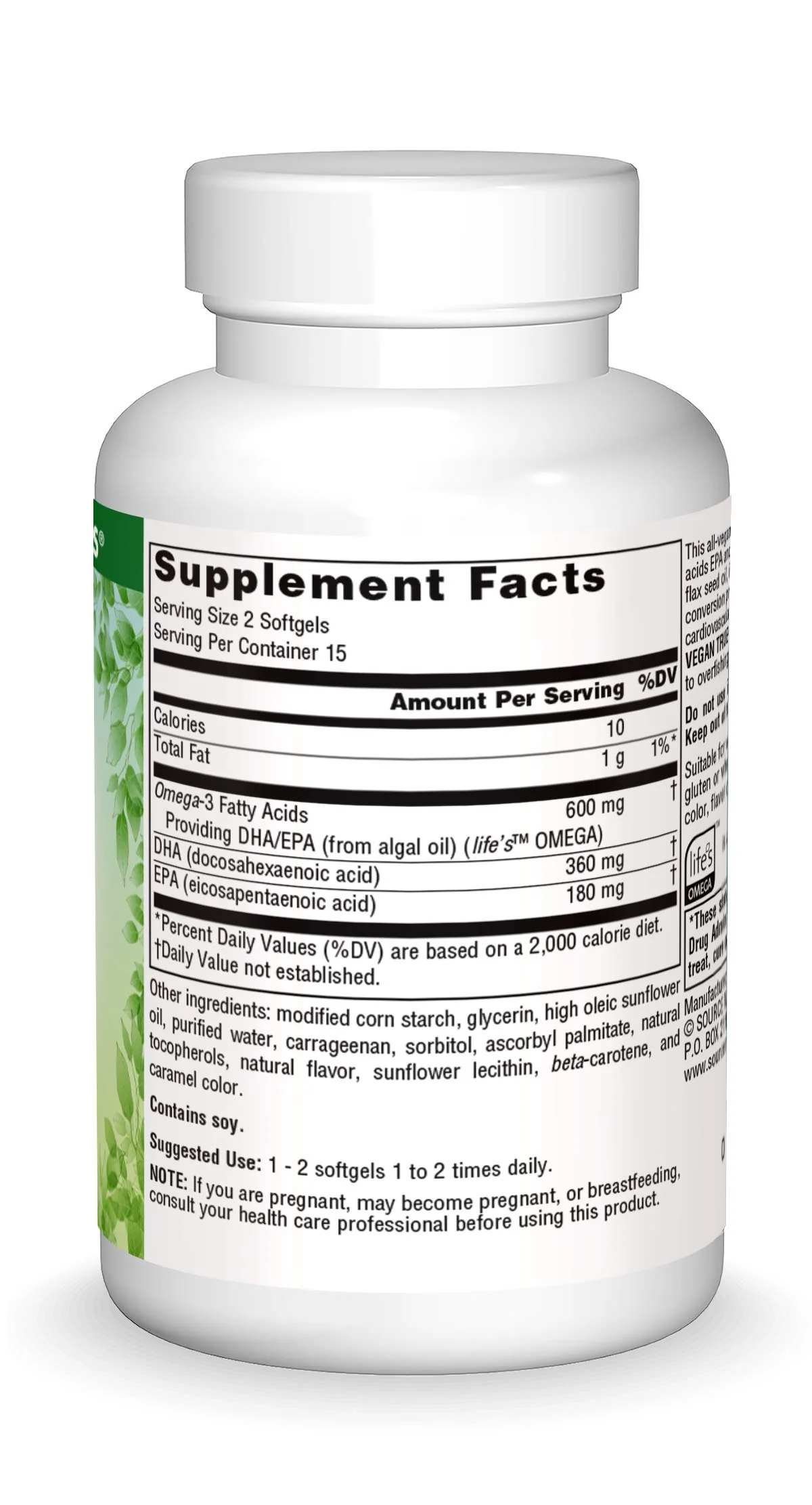 Source Naturals Vegan True, Non-Fish Omega-3s, EPA-DHA Supports Heart and Brain Health*, 300 mg - 30 Vegan Softgels - Image 3