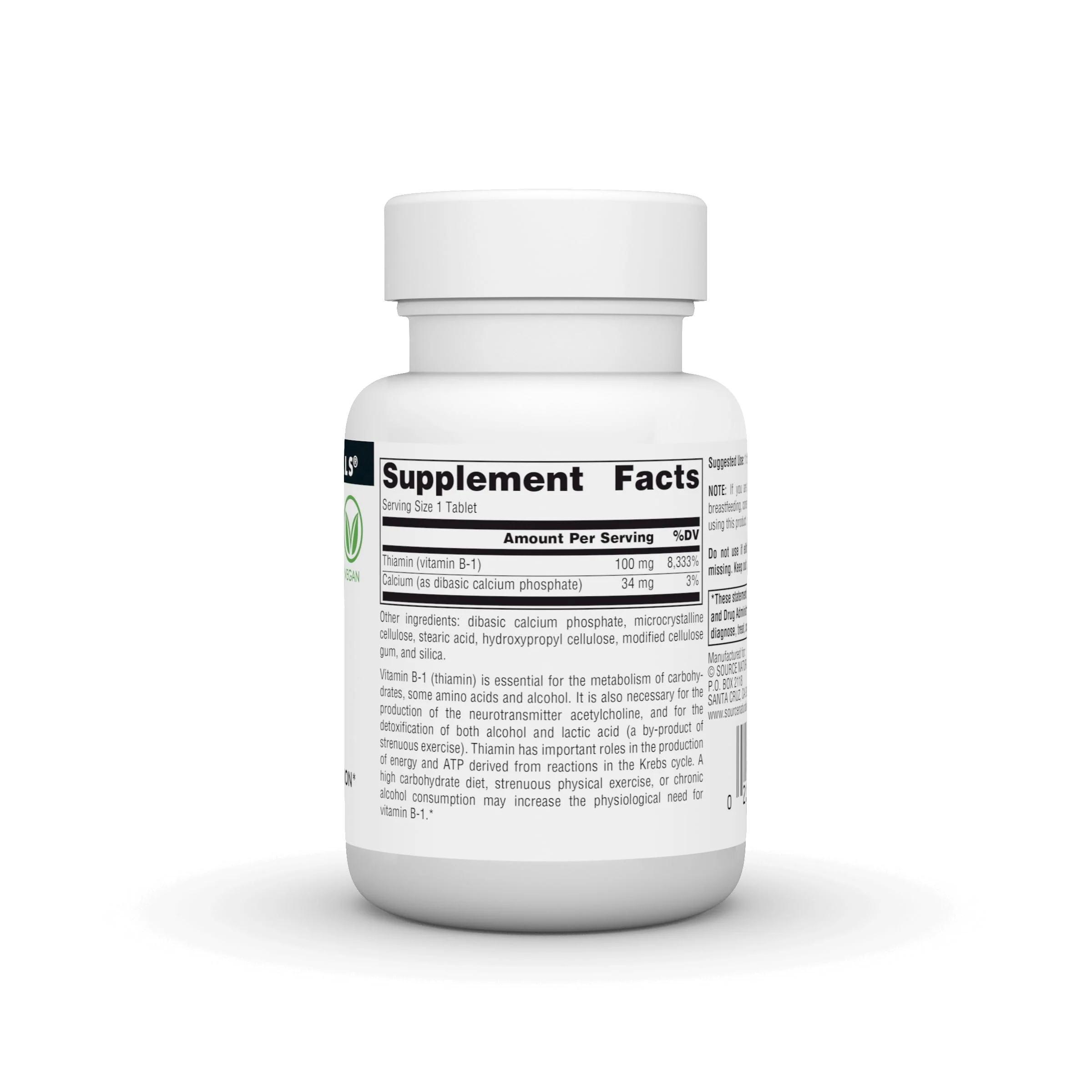 Source Naturals Vitamin B-1, Thiamin, Supports Energy Production* - 100 mg - 100 Tablets - Image 5