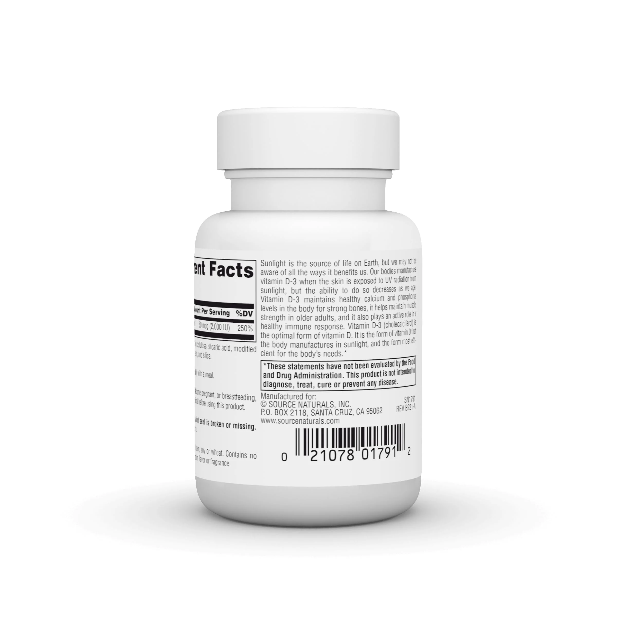 Source Naturals Vitamin D-3 1000 iu Supports Bone & Immune Health* - 100 Tablets - Image 6