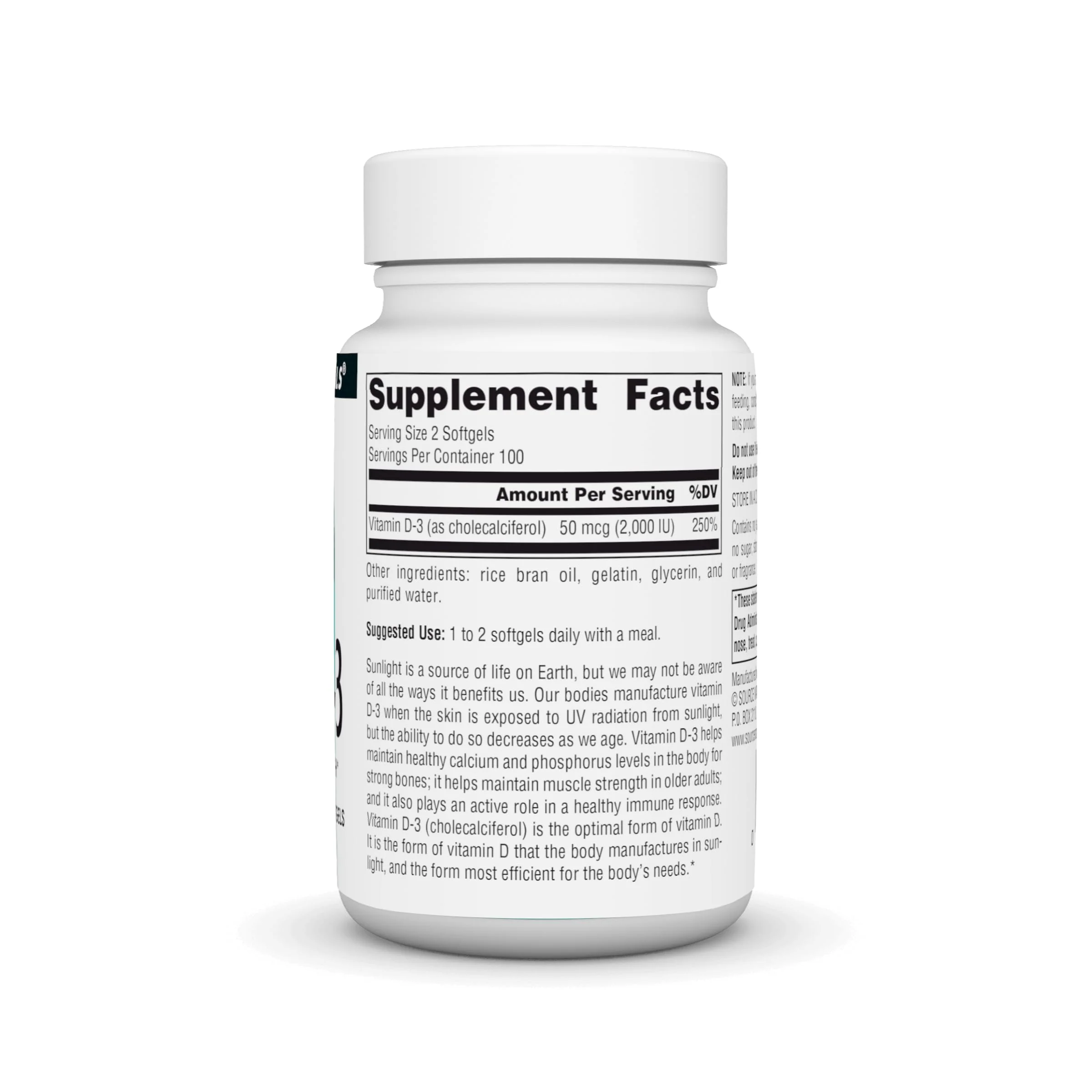 Source Naturals Vitamin D-3 1000 iu Supports Bone & Immune Health* - 200 Softgels - Image 6