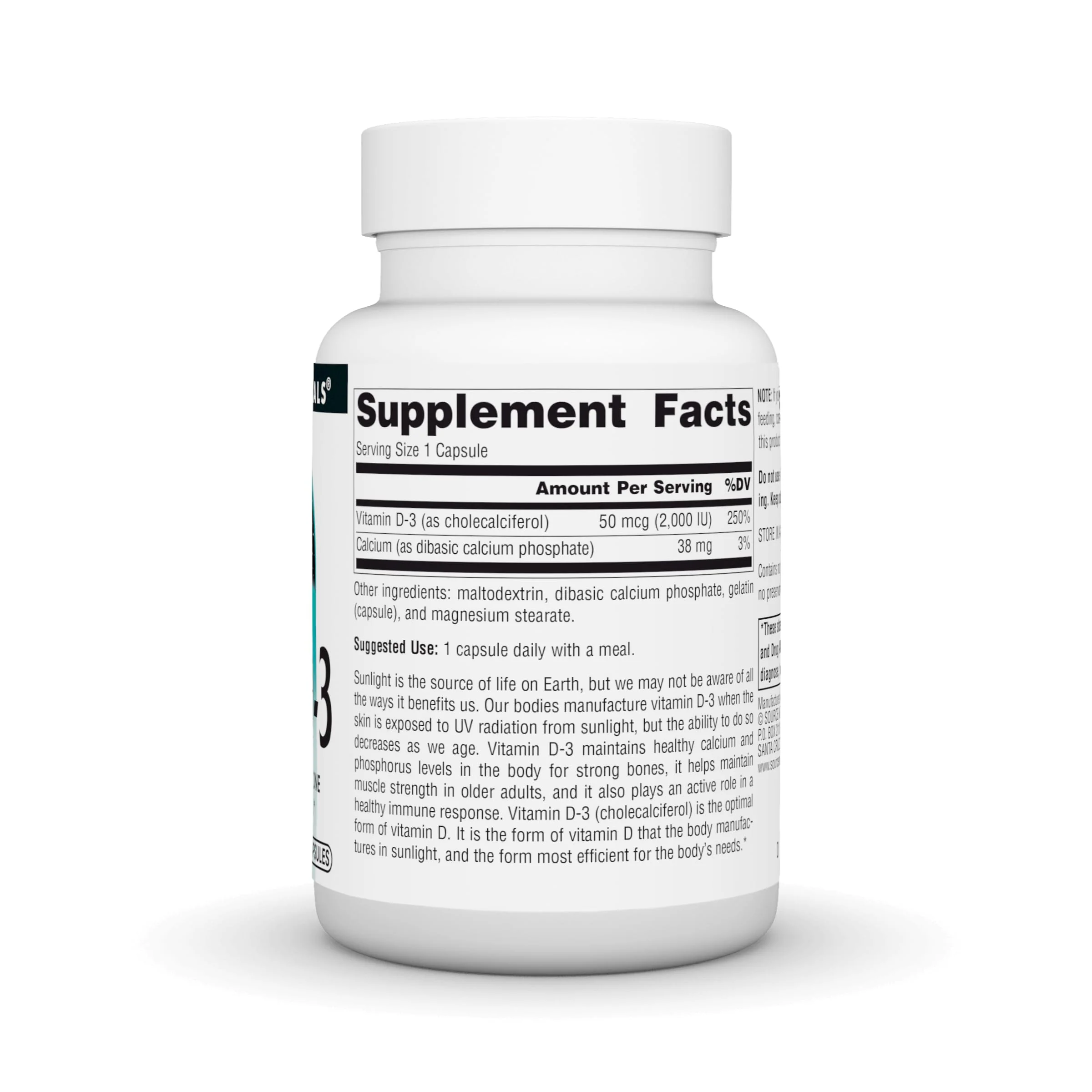 Source Naturals Vitamin D-3, Bioactive Form for Bone & Immune Health* - 50 mcg (2000 iu)- 100 Capsules - Image 5