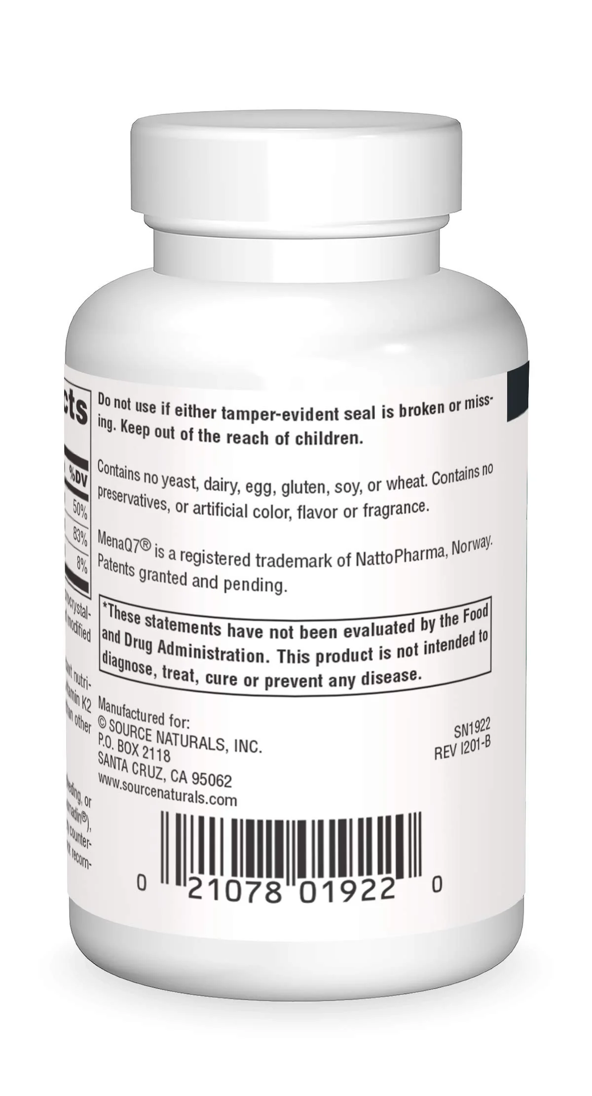 Source Naturals Vitamin K2 + D3 Bone & Heart Health Complex - 400 IU Vitamin D3 & 100 mcg Vitamin K2 (MK-7) with Calcium - 60 Tablets - Image 5