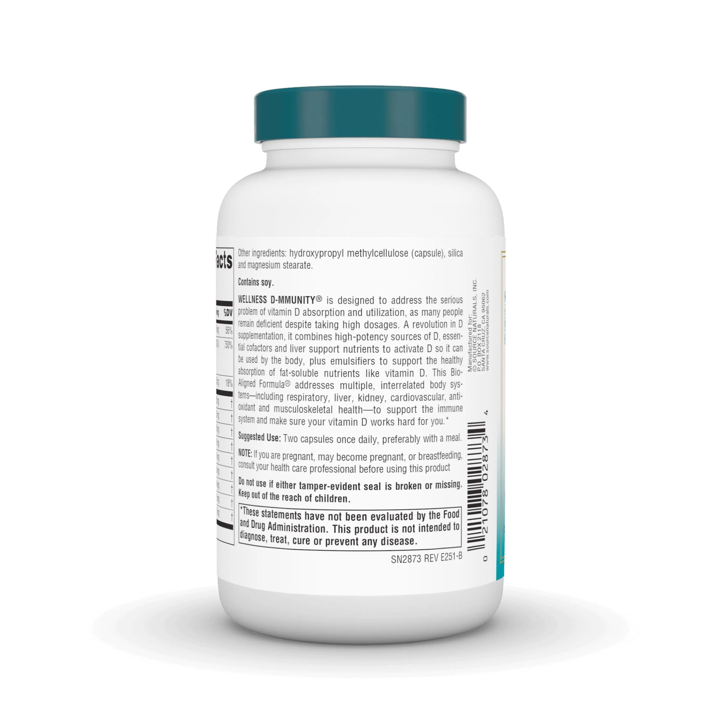 Source Naturals Wellness D-mmunity, Bio-Aligned Vitamin D Immune Formula, Supports Optimal Absorption and Utilization* - 120 Vegetarian Capsules - Image 3