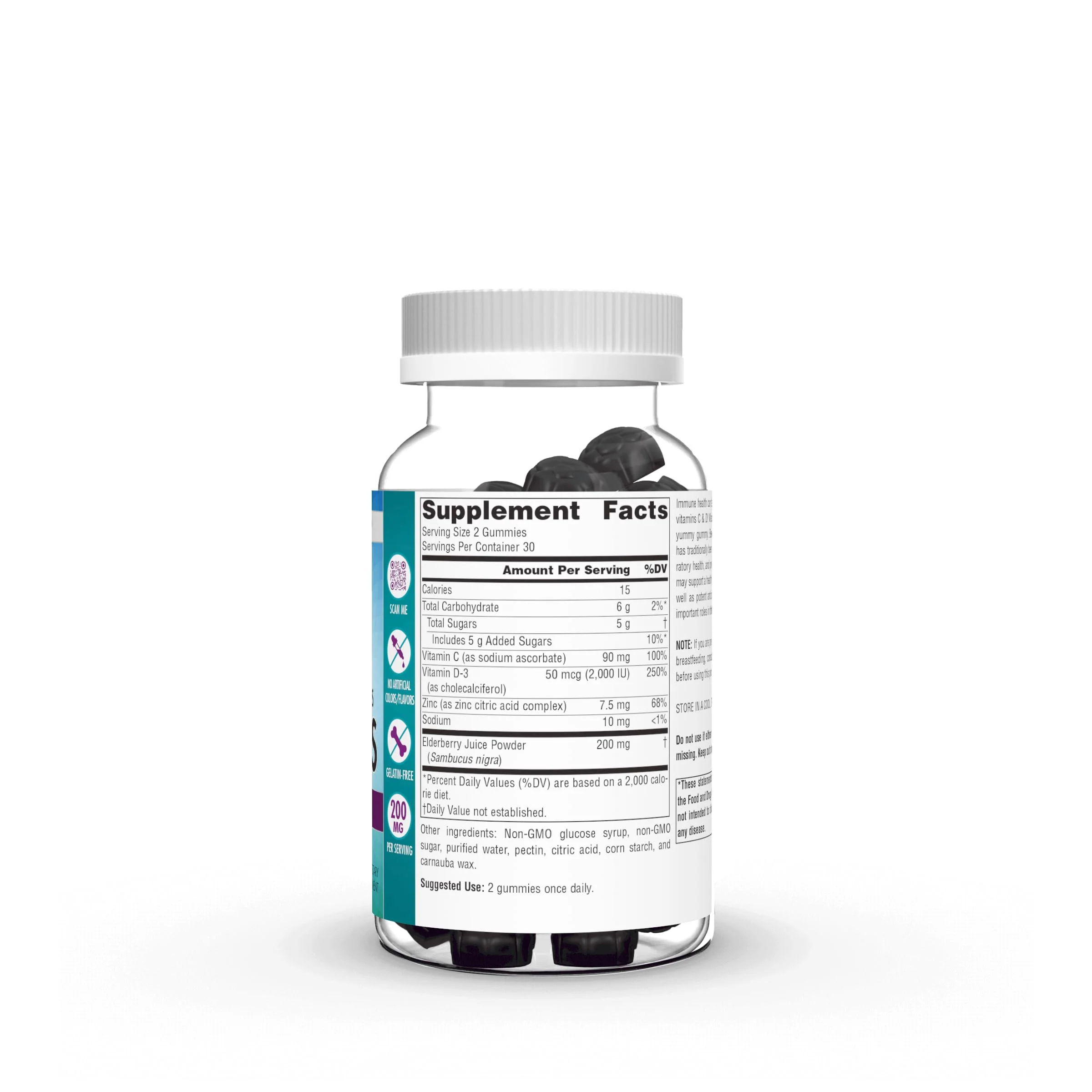 Source Naturals Wellness Elderberry Gummies, Promotes Immune Support*, 200 mg - Antioxidant Support - 60 Gummies - Image 2