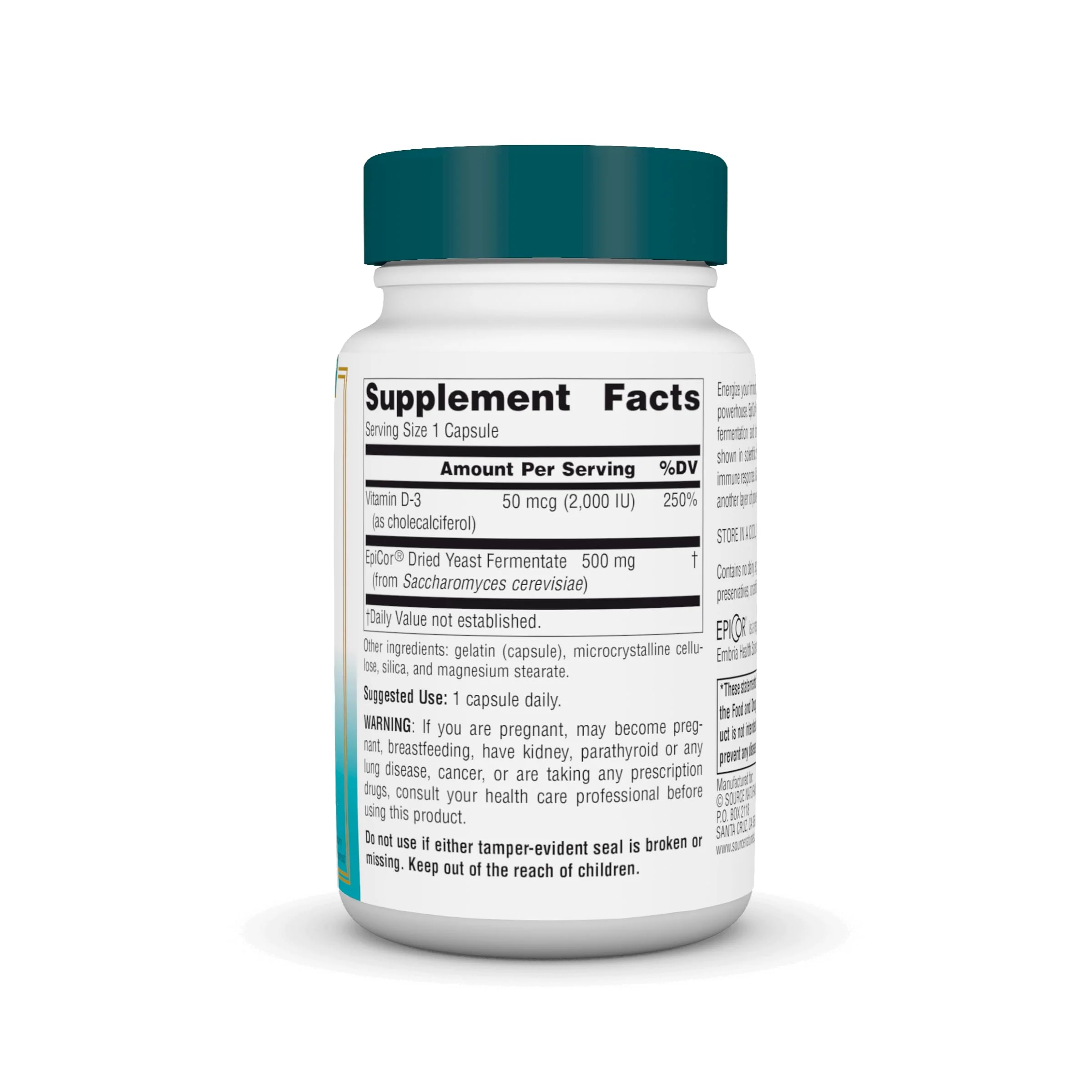 Source Naturals Wellness EpiCor with Vitamin D-3 for Heightened Immune Defense* - 30 Capsules - Image 2