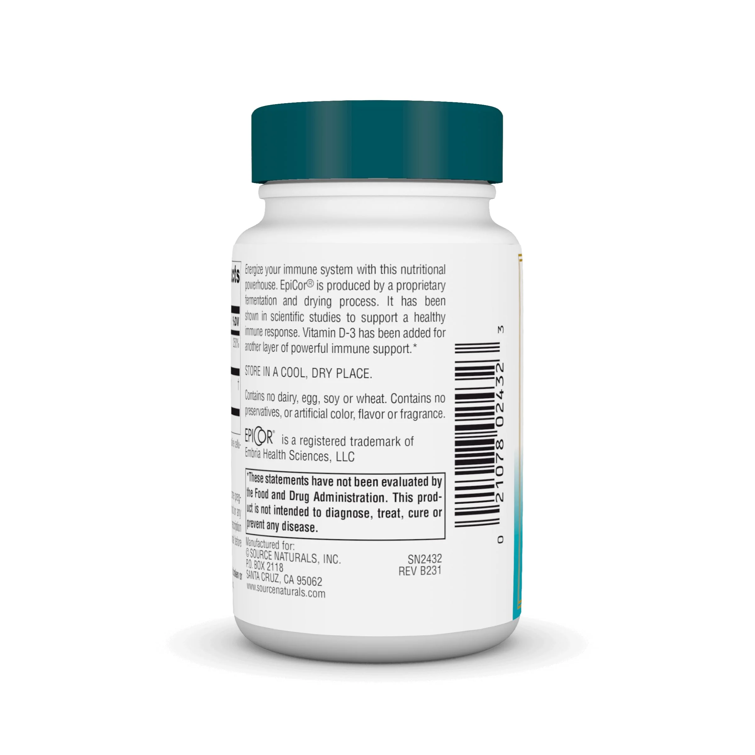 Source Naturals Wellness EpiCor with Vitamin D-3 for Heightened Immune Defense* - 30 Capsules - Image 3