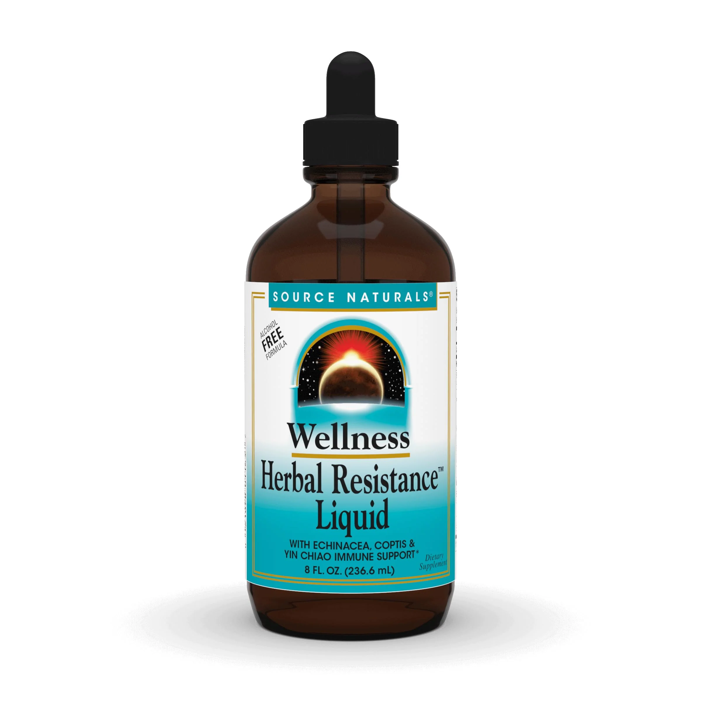 Source Naturals Wellness Herbal Resistance Liquid - Immune System Support with Echinacea, Coptis & Yin Chiao - 8 Fluid oz
