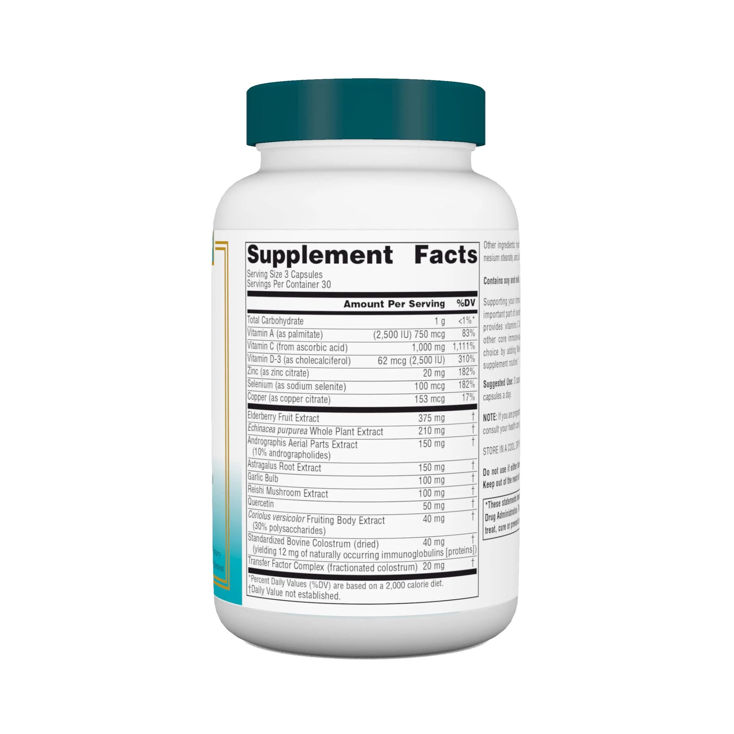 Source Naturals Wellness ImmuneSmart - for Core Daily Immune Support*, with Vitamins A, C, and D, Zinc, Elderberry, Echinacea, Andrographis, Turkey Tail and Garlic - 90 Capsules - Image 2
