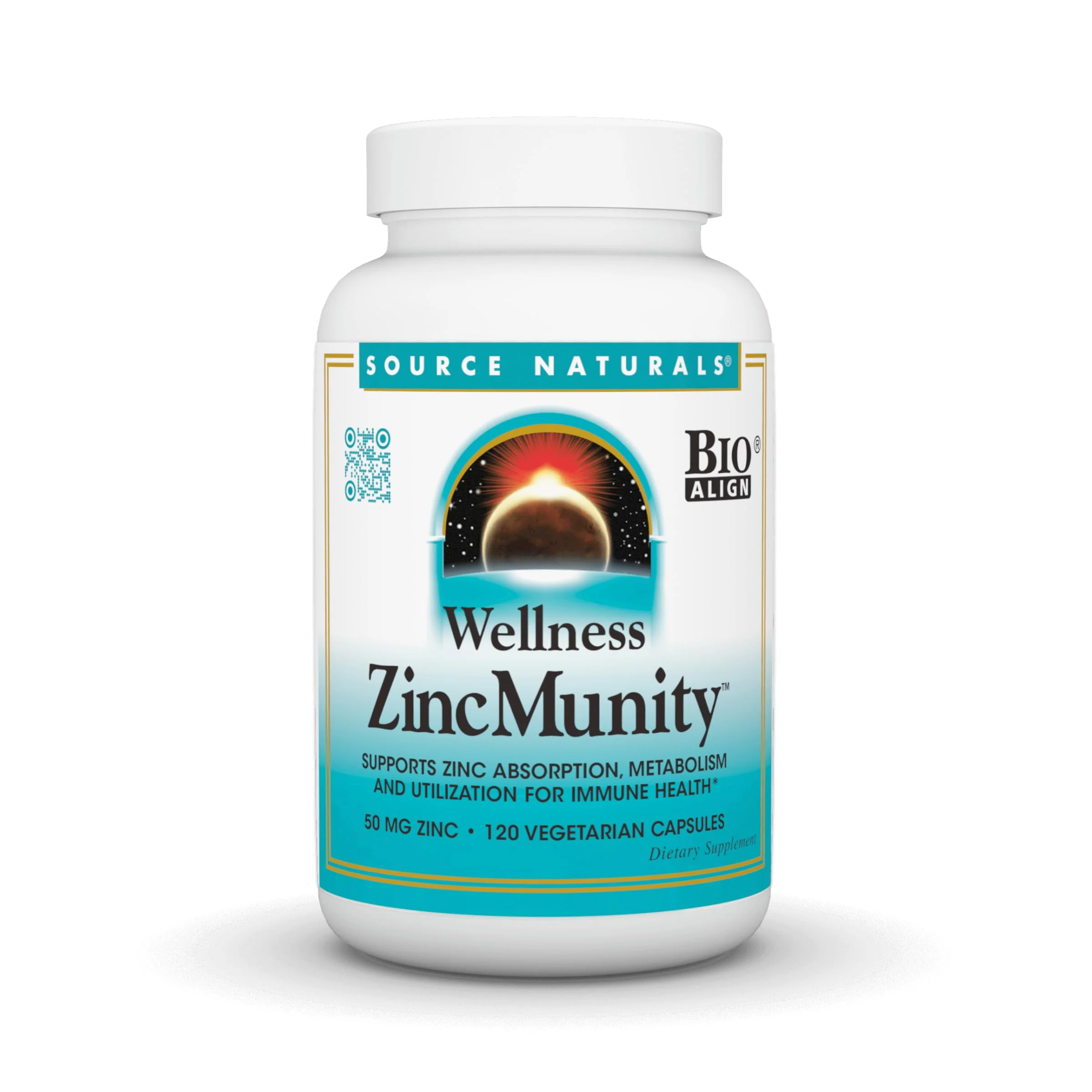 Source Naturals Wellness ZincMunity, Supports Zinc Absorbtion, Metabolism, and Utlization for Immune Health*, 50 mg Zinc - 120 Vegetarian Capsules