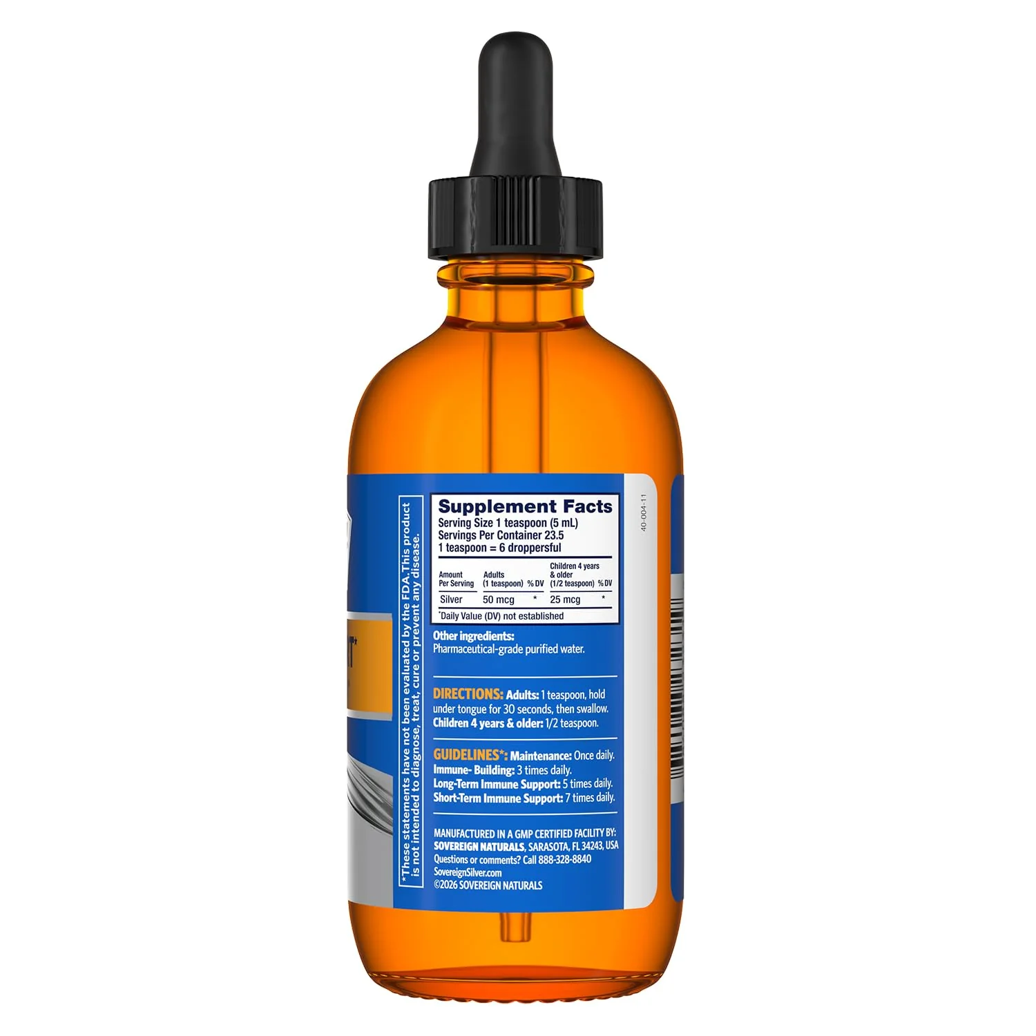 Sovereign Silver Immune Support - Colloidal Silver, Bio-Active Silver Hydrosol, 10 ppm, Liquid Dropper, 4 Fl Oz, (118 mL) - Image 2