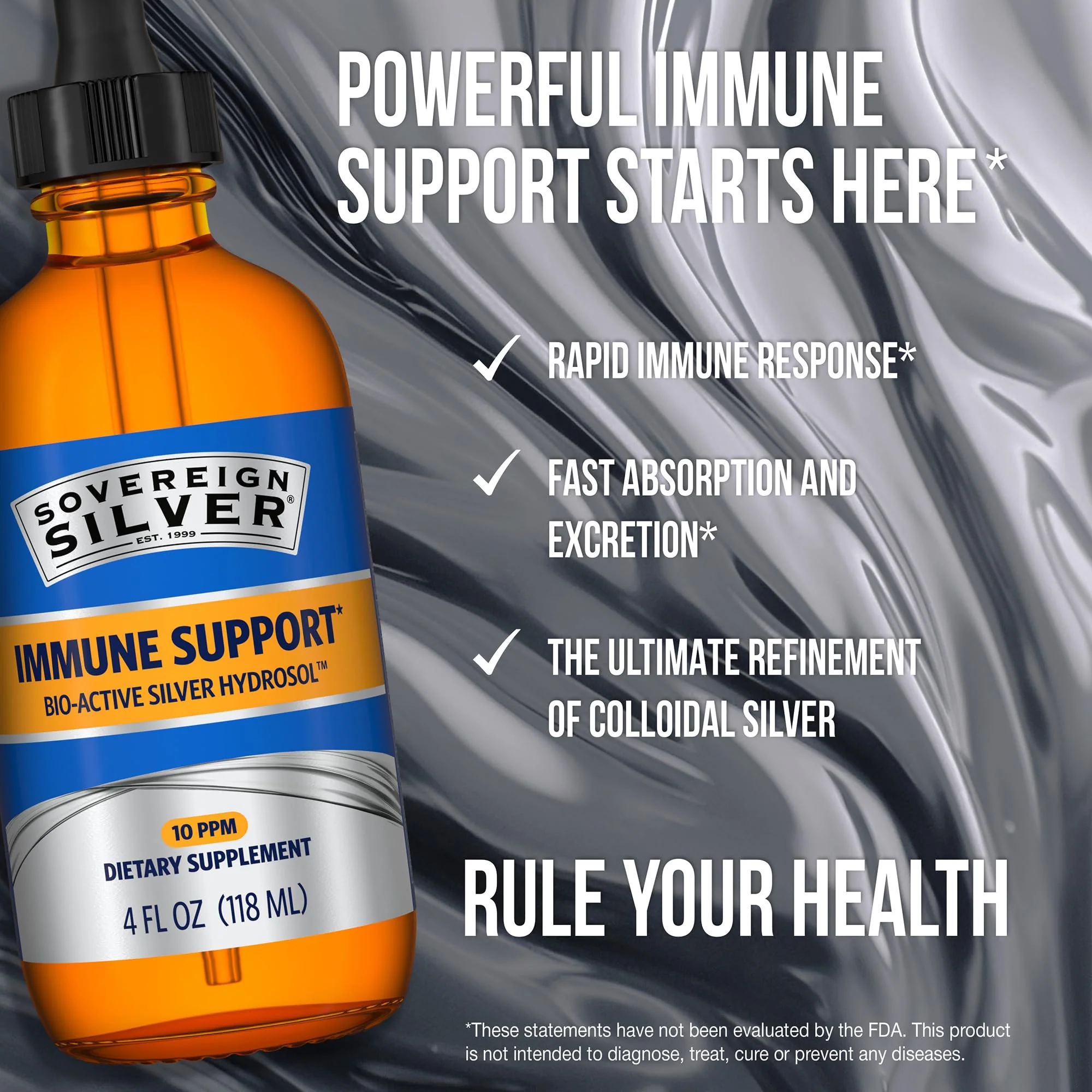 Sovereign Silver Immune Support - Colloidal Silver, Bio-Active Silver Hydrosol, 10 ppm, Liquid Dropper, 4 Fl Oz, (118 mL) - Image 5