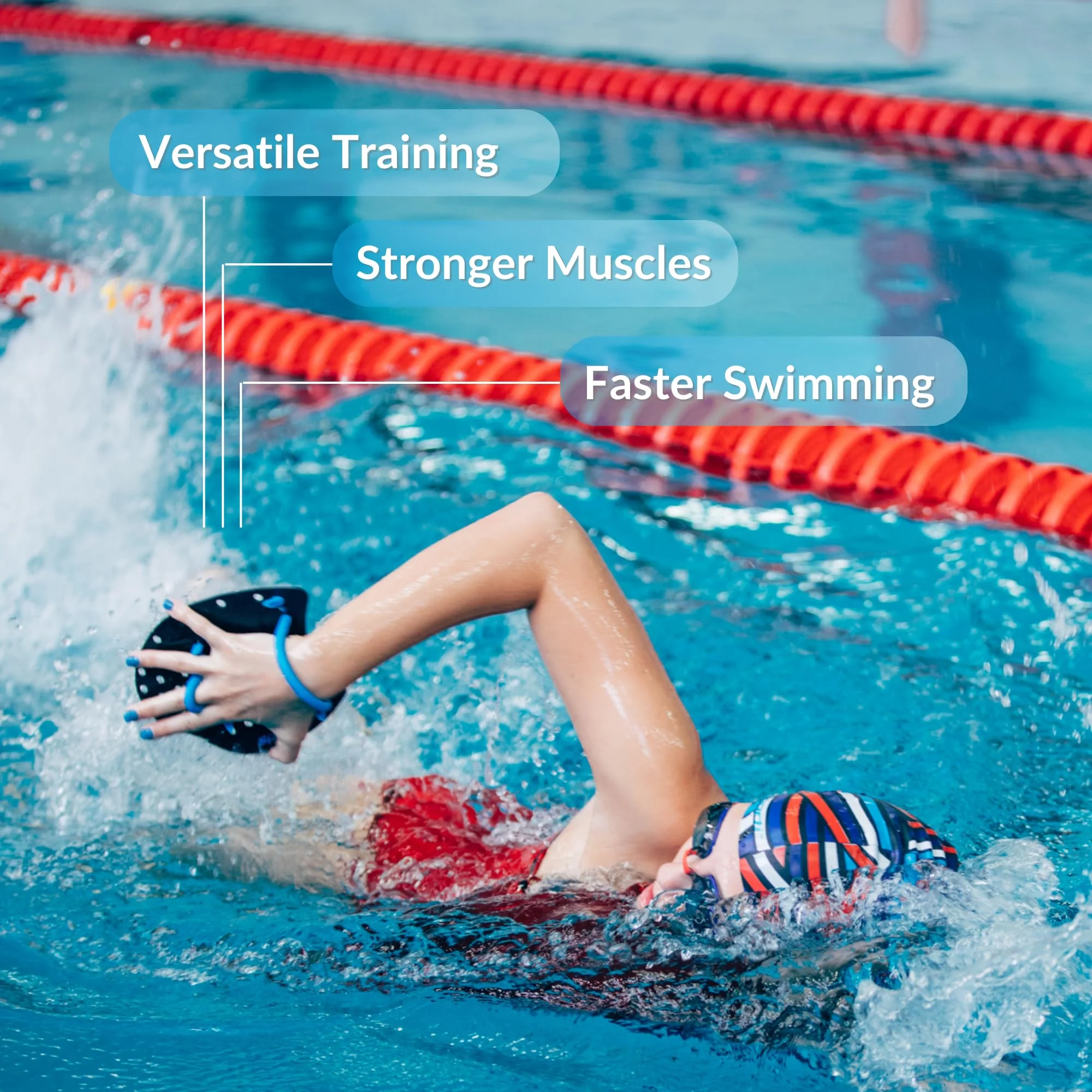 Sporti Power Swim Paddles - Swimming Training Hand Paddles - Adjustable Straps - Lap Swimming Gear (Small, Black) - Image 7