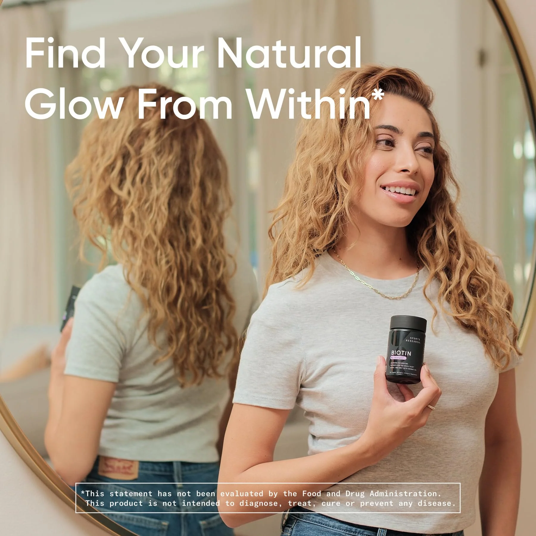 Sports Research® Biotin 10,000mcg with Organic Coconut Oil - Biotin (Vitamin B7) for Healthy Skin and Hair Support* - for Women and Men - Vegan, Non-GMO, Gluten & Soy-Free - 120 Veggie Softgels - Image 4