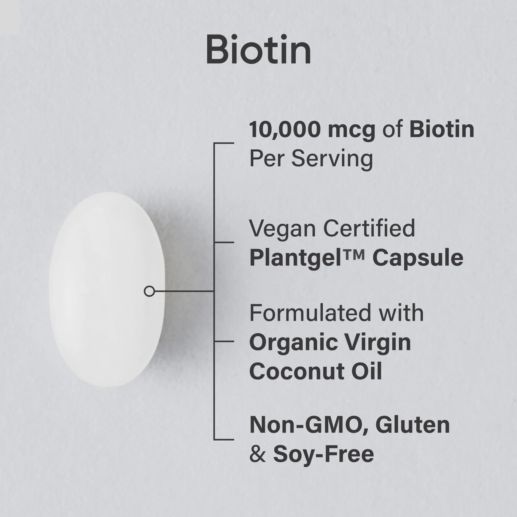 Sports Research® Biotin 10,000mcg with Organic Coconut Oil - Biotin (Vitamin B7) for Healthy Skin and Hair Support* - for Women and Men - Vegan, Non-GMO, Gluten & Soy-Free - 120 Veggie Softgels - Image 8