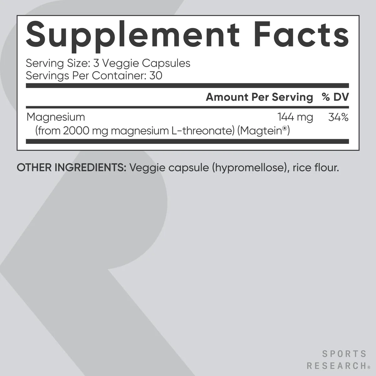 Sports Research® Magnesium L-Threonate Capsules 2000mg - High-Absorption Magtein® for Enhanced Brain Health, Memory, Focus & Restful Sleep Support - Vegan · Non-GMO · Gluten Free - 90 Count - Image 5