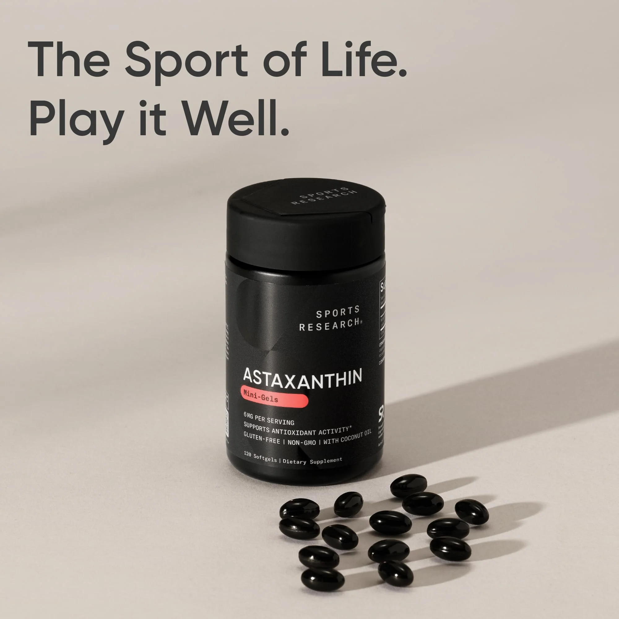 Sports Research Astaxanthin Supplement from Algae - Softgels for Antioxidant Activity, Skin & Eye Health Support - Made with Coconut Oil, Non-GMO Verified & Gluten Free - 6mg, 120 Count - Image 3