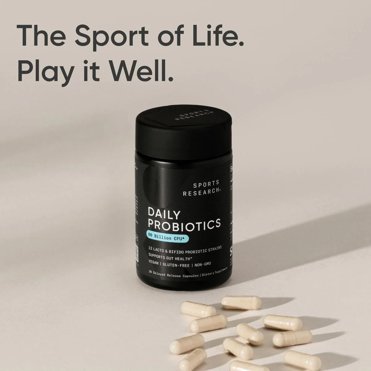Sports Research Daily Probiotics with Prebiotics, 60 Billion CFU - Vegan Capsules for Gut Health & Digestive Support, Probiotics for Women & Men - Non-GMO Verified & Gluten Free - 30 Count - Image 3