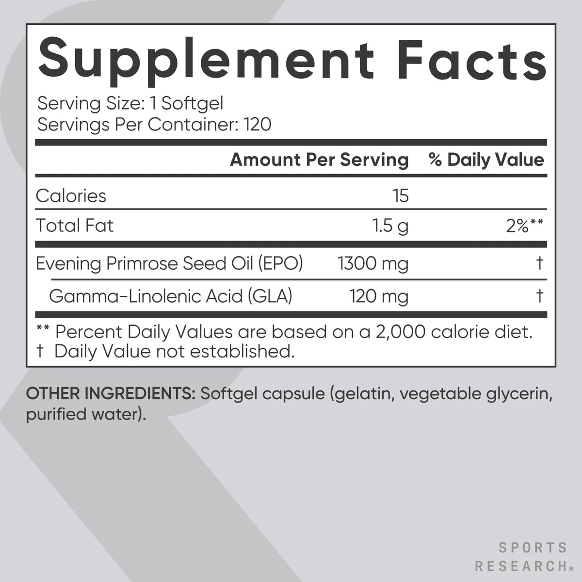 Sports Research Evening Primrose Supplement from Cold Pressed Oil - Softgels for Women’s Health & Skin Health - Gluten Free & Non-GMO GLA - High Potency 1300mg, 120 Count - Image 5