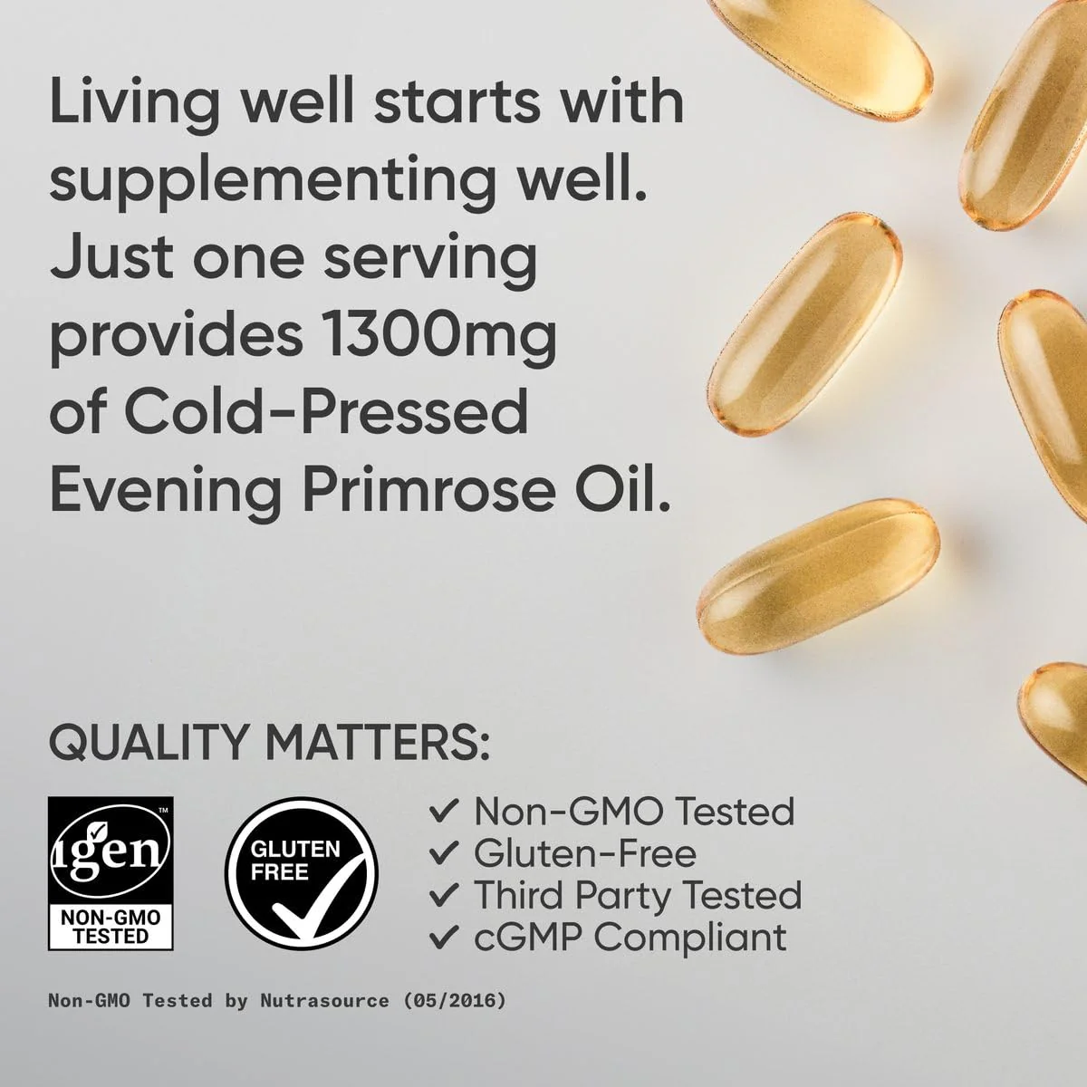 Sports Research Evening Primrose Supplement from Cold Pressed Oil - Softgels for Women’s Health & Skin Health - Gluten Free & Non-GMO GLA - High Potency 1300mg, 120 Count - Image 6