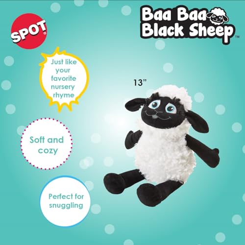 SPOT Baa Baa Black Sheep Plush Dog Toy - Cute and Cuddly Fleece Toy with Squeaker for Medium to Large Dogs and Puppies, 13in Black and White Lamb - Image 16