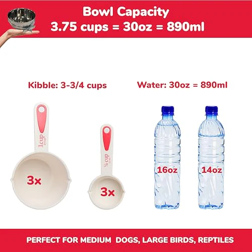 SPOT Coop Cup Bolt Clamp - Stainless Steel Hanging Bowl for Pet Crates, Easy Install, Chew-Proof, Removable Water/Kibble Bowl for Medium Dogs, Cats, Large Birds, Reptiles - 3.75 Cups (30 Oz) - Image 7