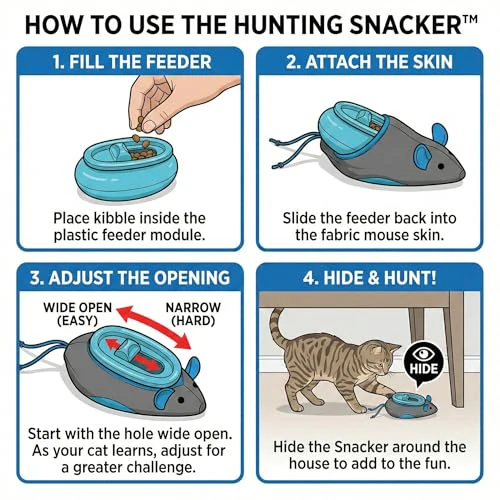 SPOT Doc and Phoebe's Cat Hunting Snacker - Interactive Indoor Treat Dispenser, Encourage Natural Instincts to Hunt, Provide Mental Stimulation, Solve Behavioral Problems & Obesity, Pack of 1 Mouse - Image 9
