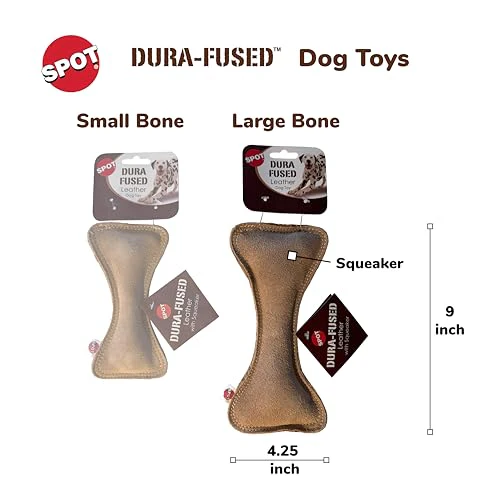 SPOT Dura-Fused Leather Bone- Durable Dog Toy with Squeaker, Real Leather & Jute Fabric, Interactive Toy for Moderate & Aggressive Chewers, Medium & Large Dogs and Puppies, 9 inch - Image 13