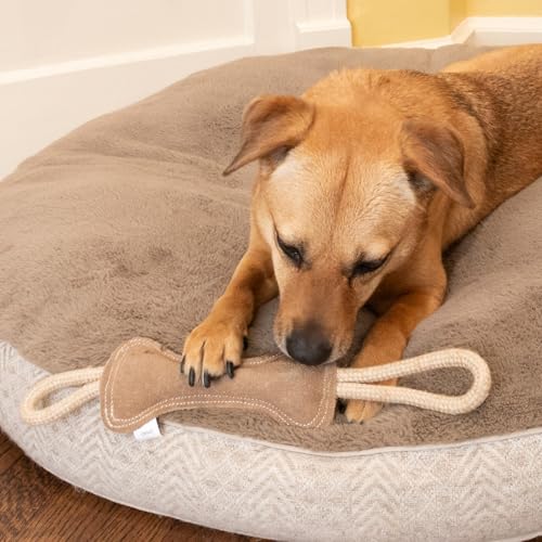 SPOT Dura-Fused Leather Bone Tug Dog Toy – Durable Real Leather & Jute Chew Toy with Double Rope Handles & Squeaker, For Moderate Chewers, 18in - Image 5
