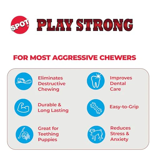 SPOT Play Strong Ball - Durable TPR Ball, Long Lasting Dog Toy for Aggressive Chewers, Hollow Center to Hide Treats, Virtually Indestructible Dog Toy for Dogs & Puppies up to 60lbs - 3.25 inch - Image 5