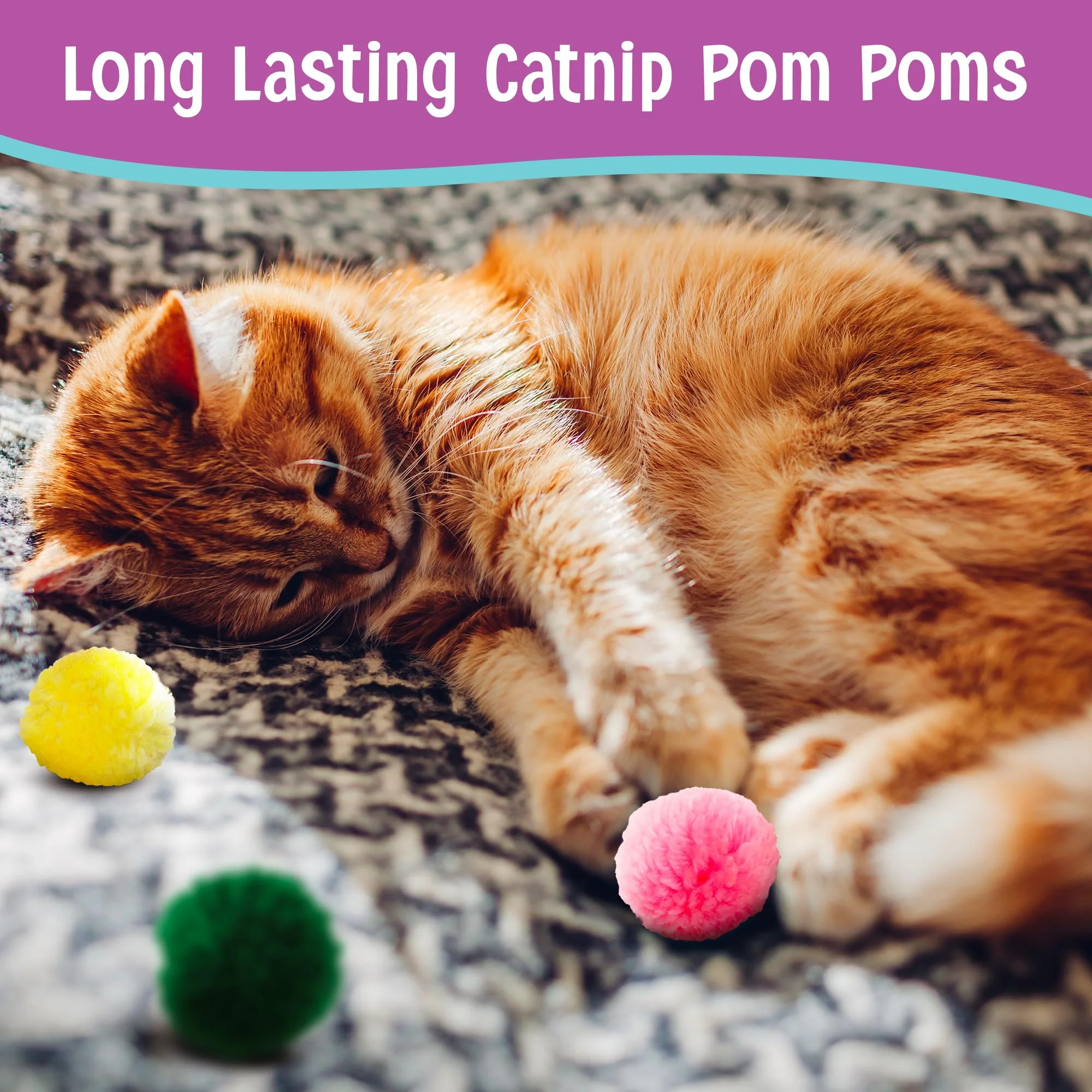 SPOT Wool Pom Poms Cat Toy - Interactive Wool Balls Cat Toy with Catnip for Cats and Kittens to Bite, Swat and Chase - 1.5 inch, 4 pcs - Image 5