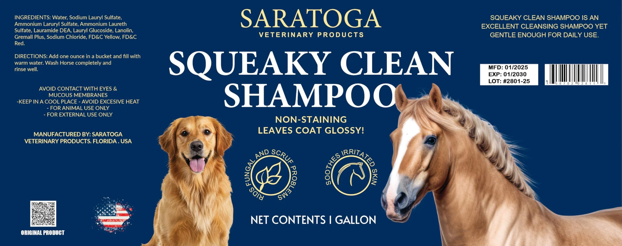 Squeaky Clean Gentle Horse Shampoo – Vet-Formulated, Sulfate-Free Equine Shampoo for Sensitive Skin, Shiny Coat, Soft Mane & Tail – Saratoga Veterinary Products - Image 2