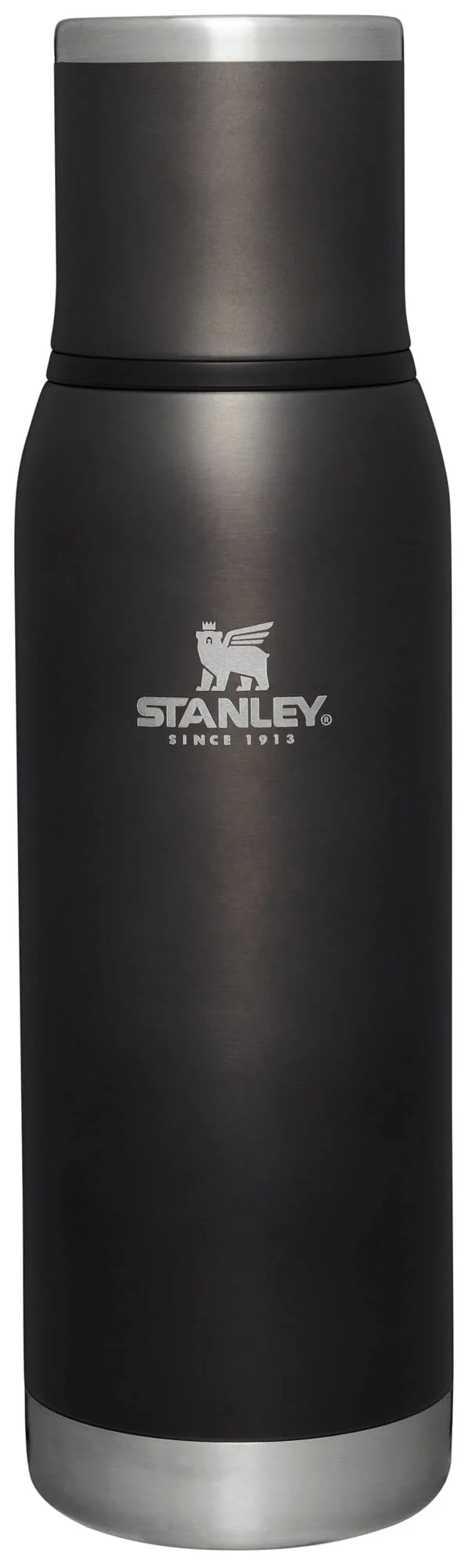 Stanley Adventure-To-Go Vacuum Bottle 25 oz | Wide Mouth with Leakproof Cup Lid | Keep Drinks Hot or Cold | Packable for Travel | Insulated Stainless Steel Thermal Bottle | BPA-Free | Charcoal Glow