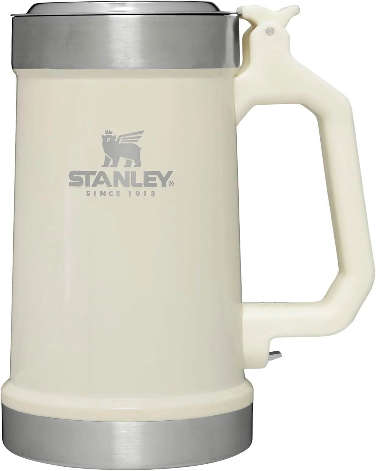 STANLEY Classic Bottle Opener Beer Stein 24 oz | Flip Up Lid and Heavy Duty Handle with Built In Bottle Opener | Insulated Stainless Steel Beer Mug | BPA-Free | Cream Gloss