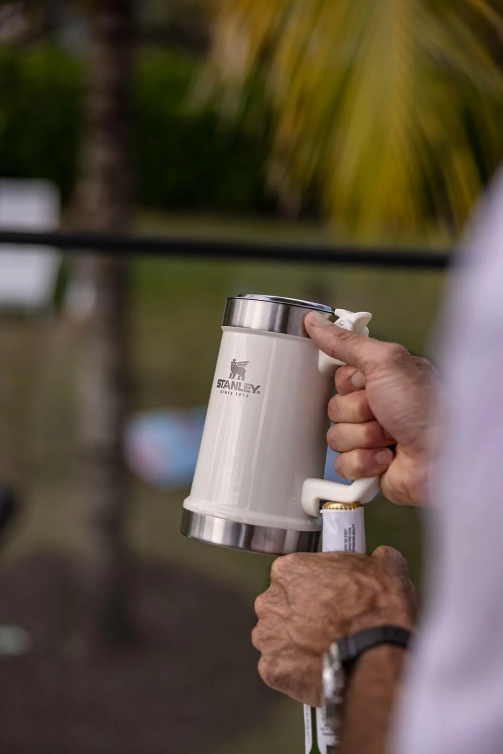 STANLEY Classic Bottle Opener Beer Stein 24 oz | Flip Up Lid and Heavy Duty Handle with Built In Bottle Opener | Insulated Stainless Steel Beer Mug | BPA-Free | Cream Gloss - Image 8