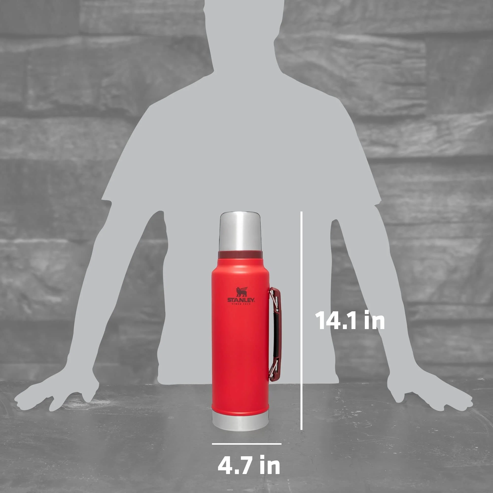 Stanley Classic Legendary Vacuum Bottle 1.5 qt | Wide Mouth with Leakproof Cup Lid | Keep Drinks Hot or Cold | Packable for Travel | Insulated Stainless Steel Thermal Bottle | BPA-Free | Lava - Image 3
