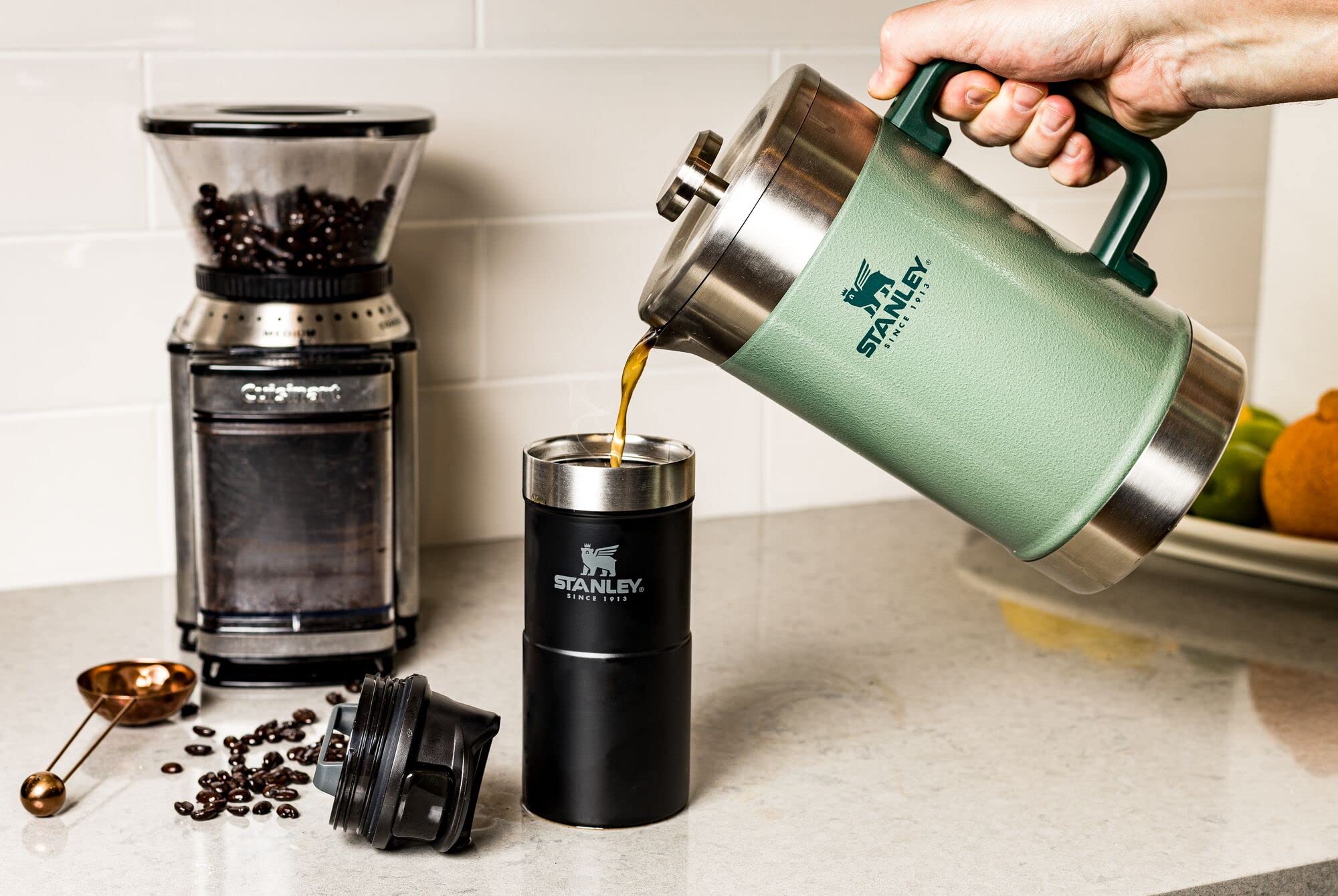 STANLEY Classic Stay-Hot French Press Coffee Maker 48 oz | 5 Minute Brew, 4 Hours Hot | Mesh Filter for Coffee Grounds | Insulated Stainless Steel French Press | BPA-Free | Hammertone Green - Image 6