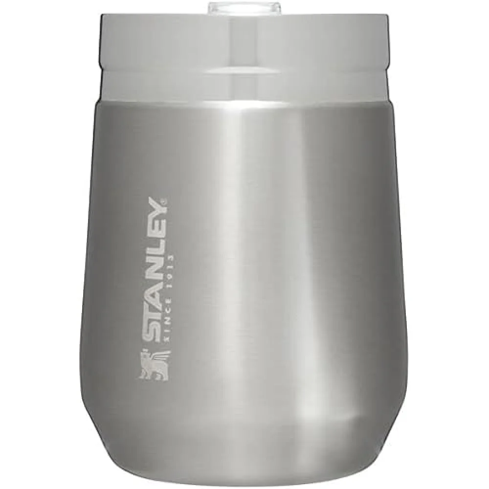 STANLEY GO Everyday Wine Tumbler 10 oz | Press Fit Drink Through Lid | Beverage, Coffee, and Cocktail Cup | Insulated Stainless Steel Wine Glass | BPA-Free | Stainless Steel
