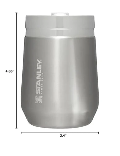 STANLEY GO Everyday Wine Tumbler 10 oz | Press Fit Drink Through Lid | Beverage, Coffee, and Cocktail Cup | Insulated Stainless Steel Wine Glass | BPA-Free | Stainless Steel - Image 2