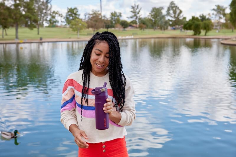 Stanley IceFlow Flip Straw 2.0 Water Bottle 24 OZ | Built-In Straw with Larger Opening | Lightweight & Leak-Resistant | Insulated Stainless Steel | BPA-Free | Tigerlily Plum - Image 2