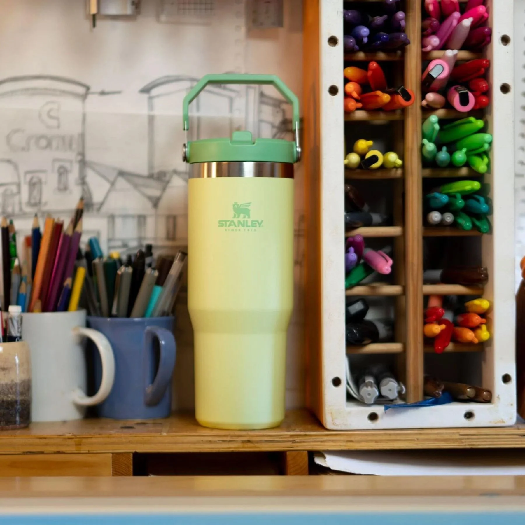 Stanley IceFlow Flip Straw Tumbler with Handle 30 oz | Twist On Lid and Flip Up Straw | Leak Resistant Water Bottle | Insulated Stainless Steel |BPA-Free | Citron - Image 2