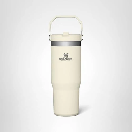 STANLEY IceFlow Flip Straw Tumbler with Handle 30 oz | Twist On Lid and Flip Up Straw | Leak Resistant Water Bottle | Insulated Stainless Steel |BPA-Free | Cream - Image 2